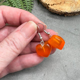 Orange Resin Heart Charm Earrings