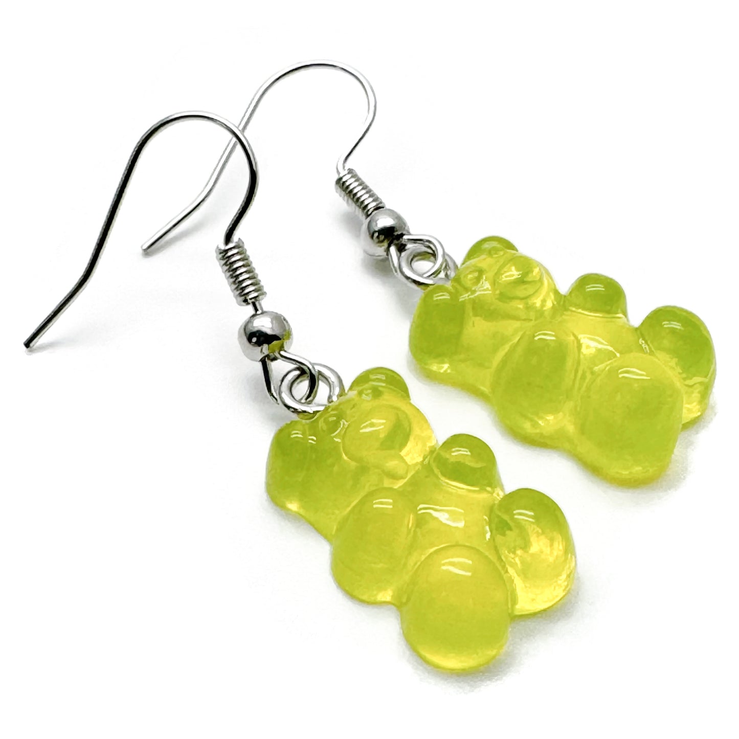 Lime Green Gummy Bear Style Earrings