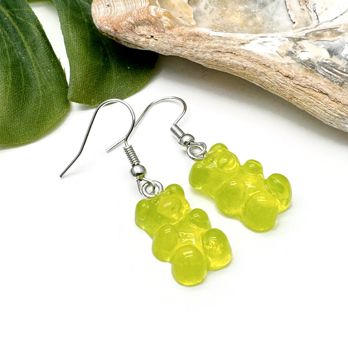 Lime Green Gummy Bear Style Earrings