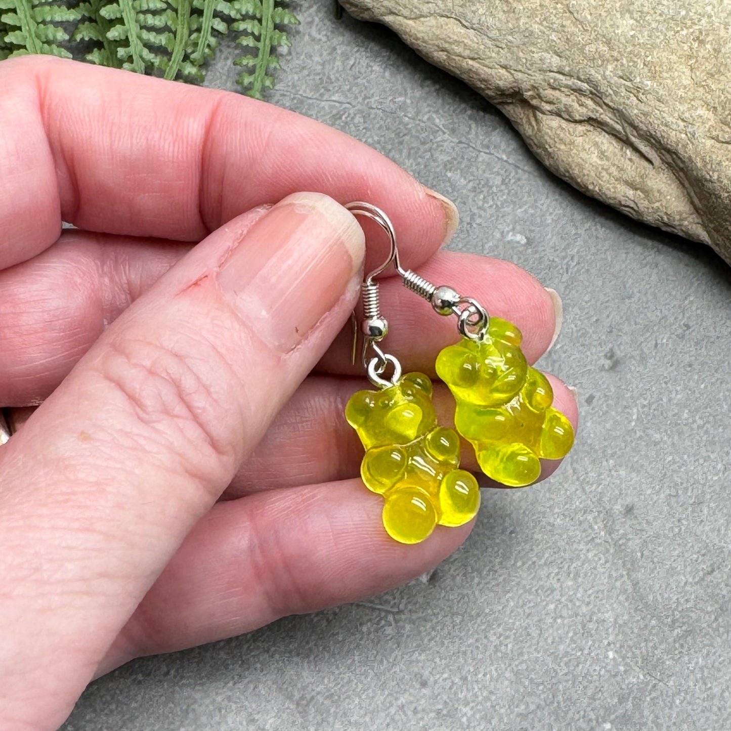 Lime Green Gummy Bear Style Earrings