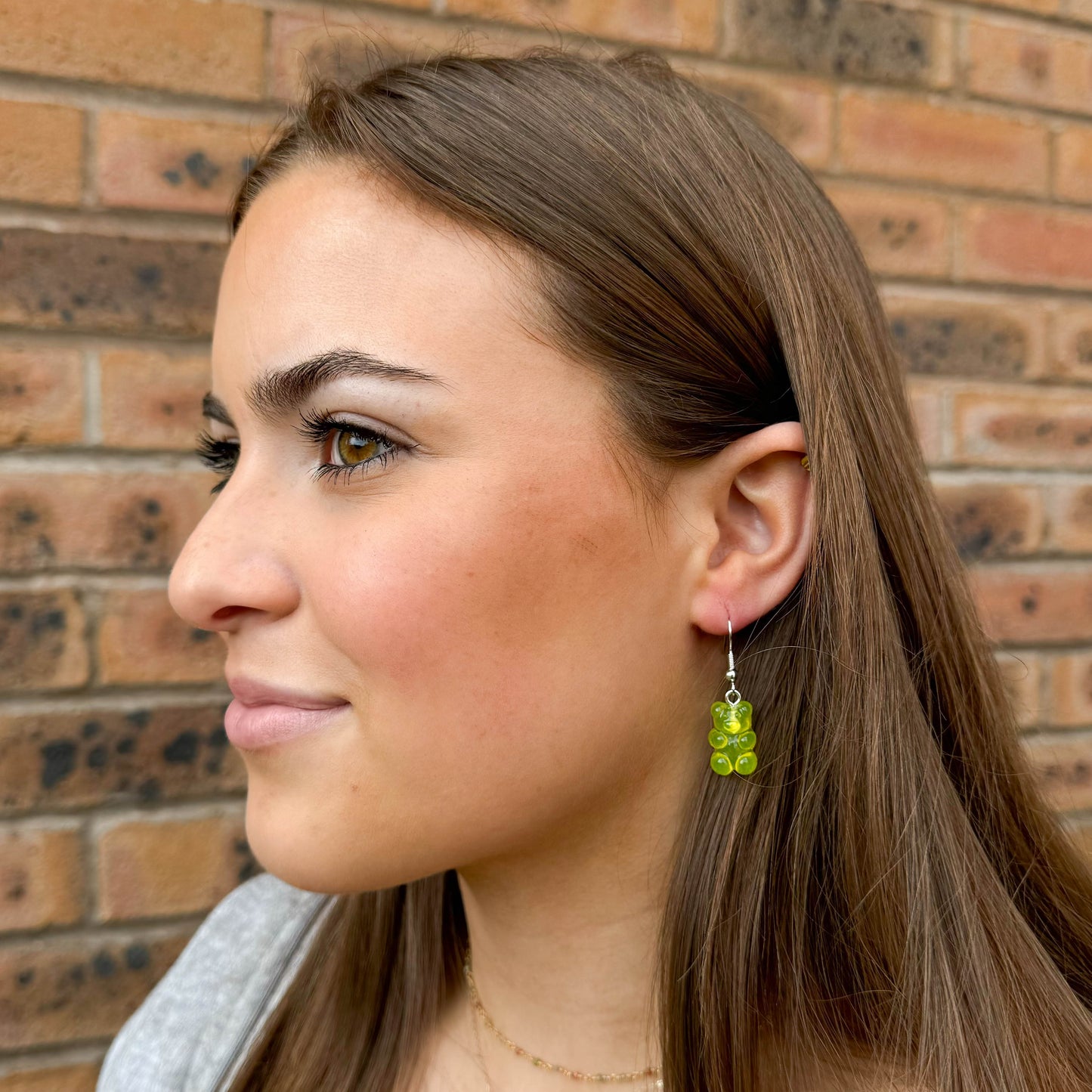Lime Green Gummy Bear Style Earrings
