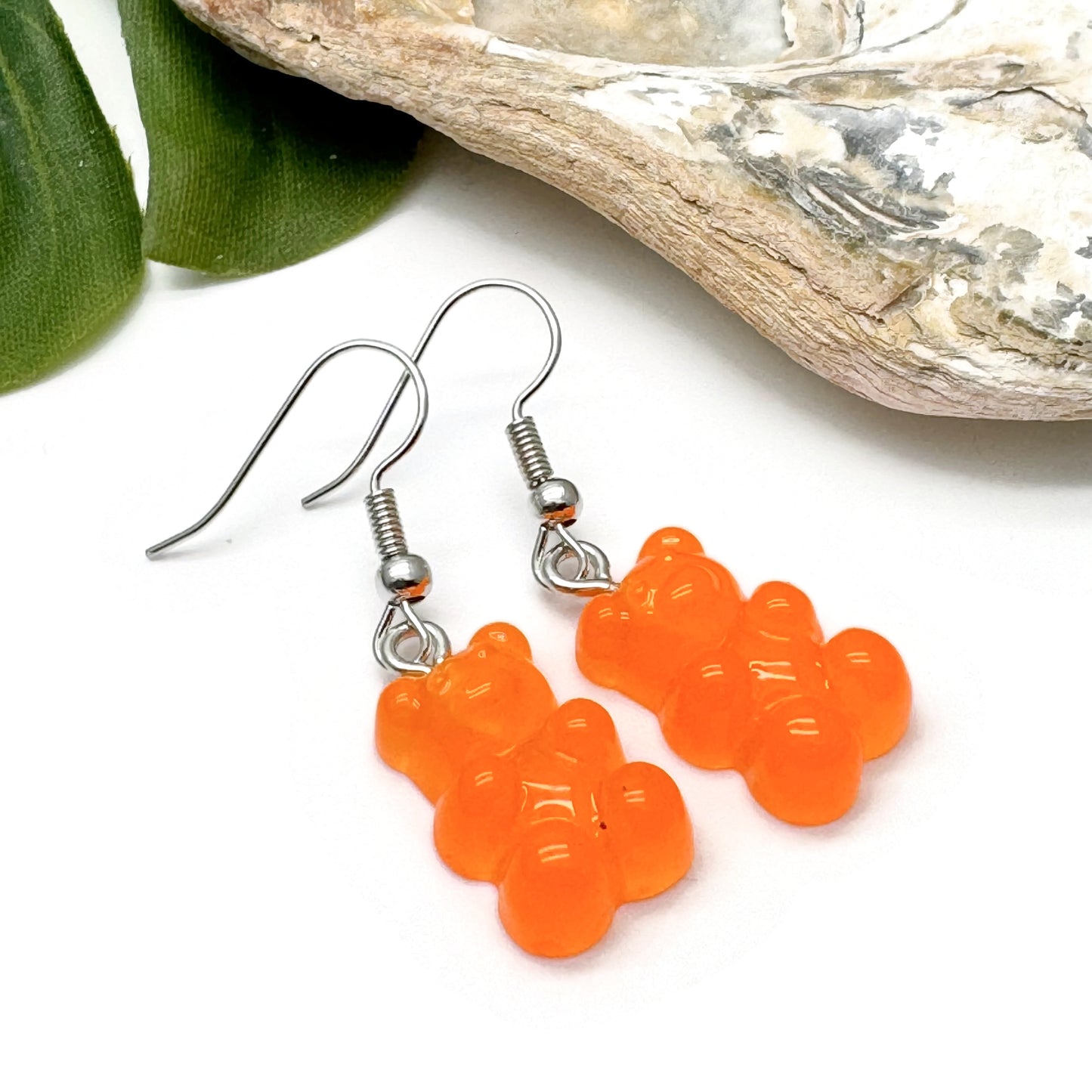 Orange Gummy Bear Style Charm Earrings