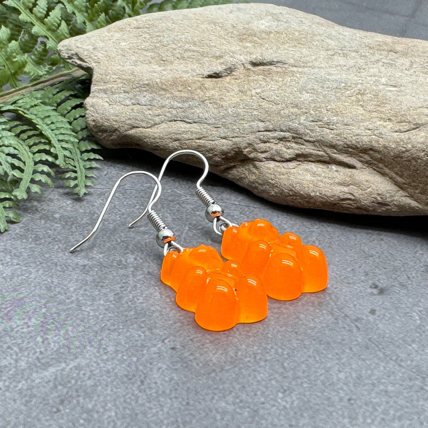 Orange Gummy Bear Style Charm Earrings