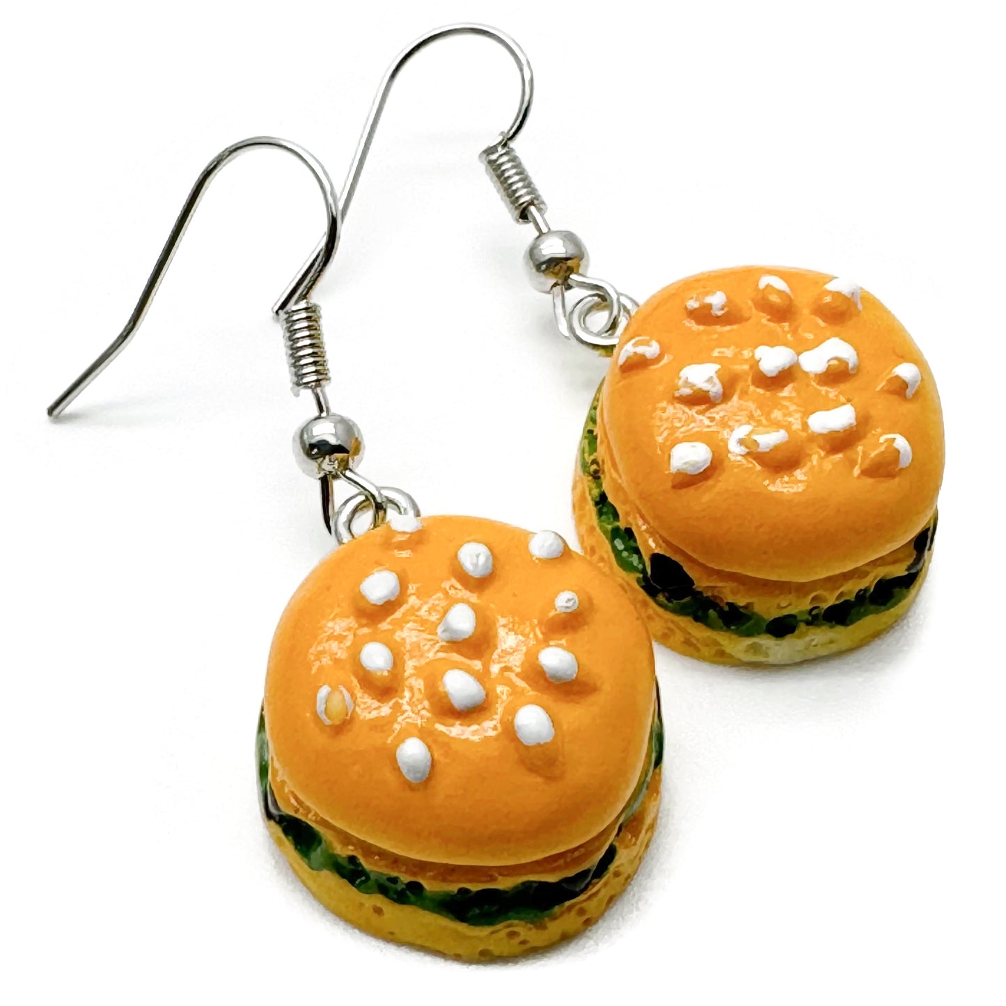 Burger and Bun Fun Resin Charm Earrings