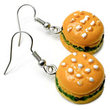 Burger and Bun Fun Resin Charm Earrings