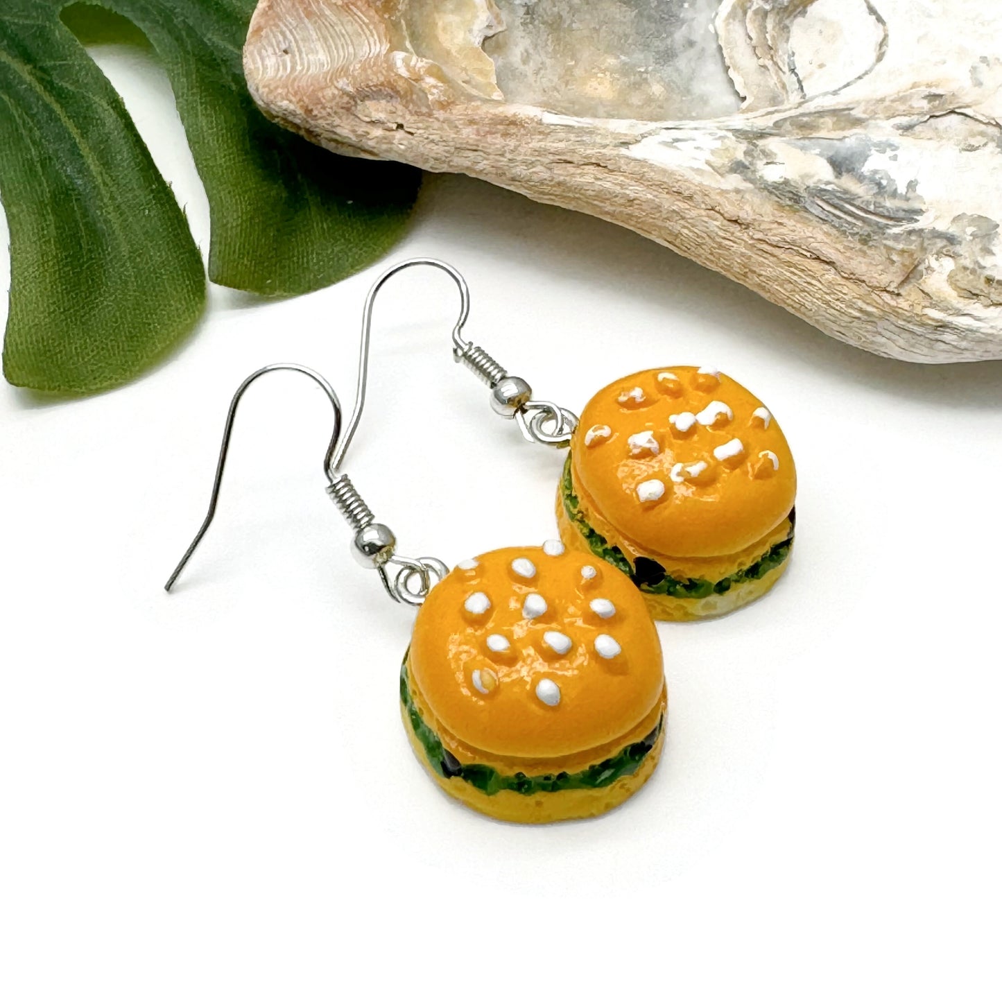 Burger and Bun Fun Resin Charm Earrings