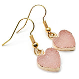 Pink Druzy Heart Resin Charm Earrings