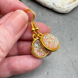 Sandy Beige Druzy Resin Gold Plated Earrings