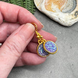 Lilac Druzy Resin Gold Plated Earrings