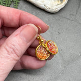 Pink Druzy Resin Gold Plated Earrings