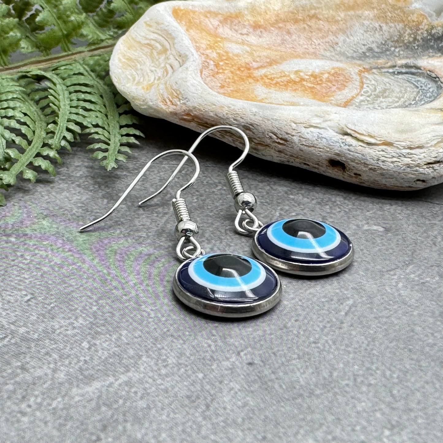 Evil Eye Charm Silver Plated Earrings