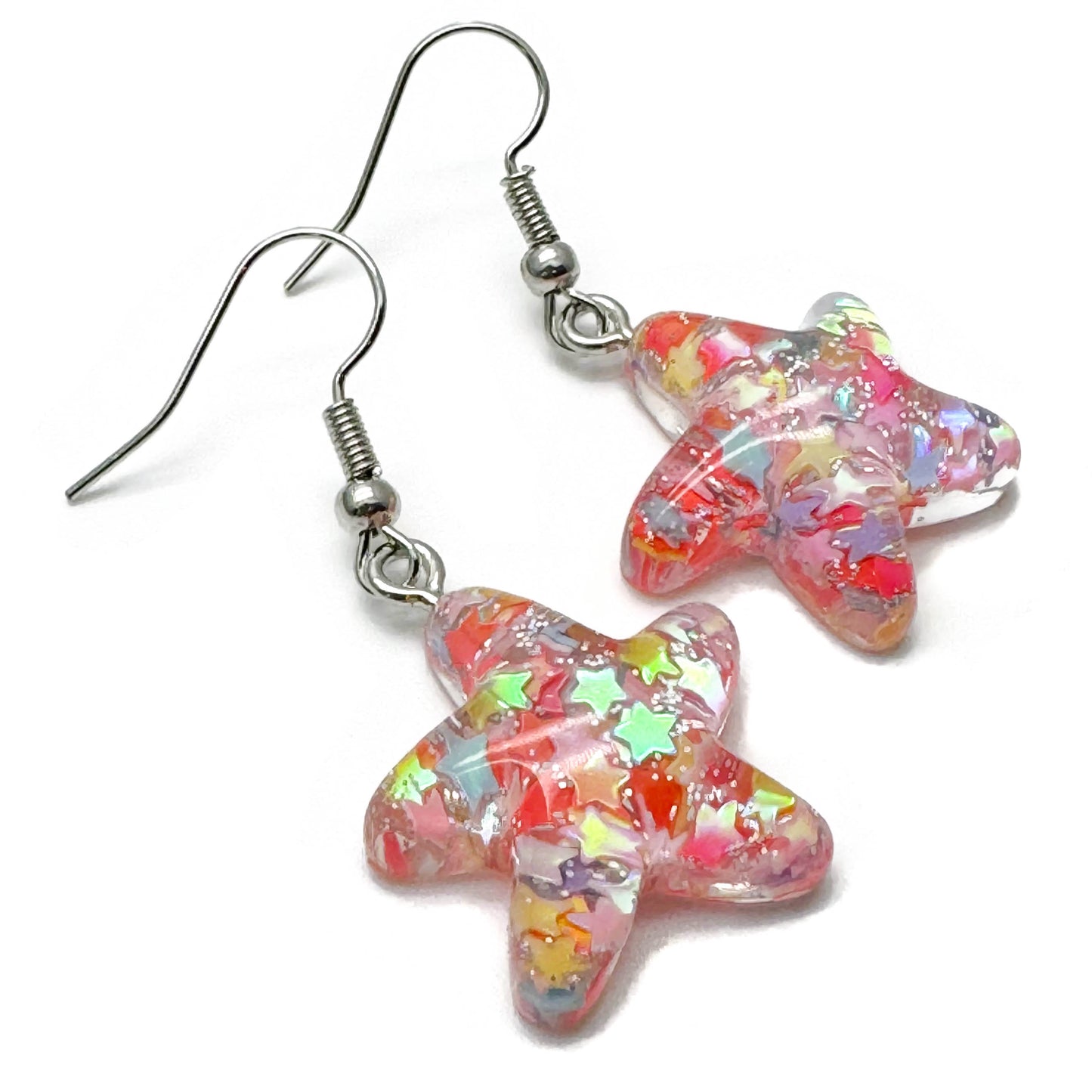 Glitter Star Resin Charm Earrings