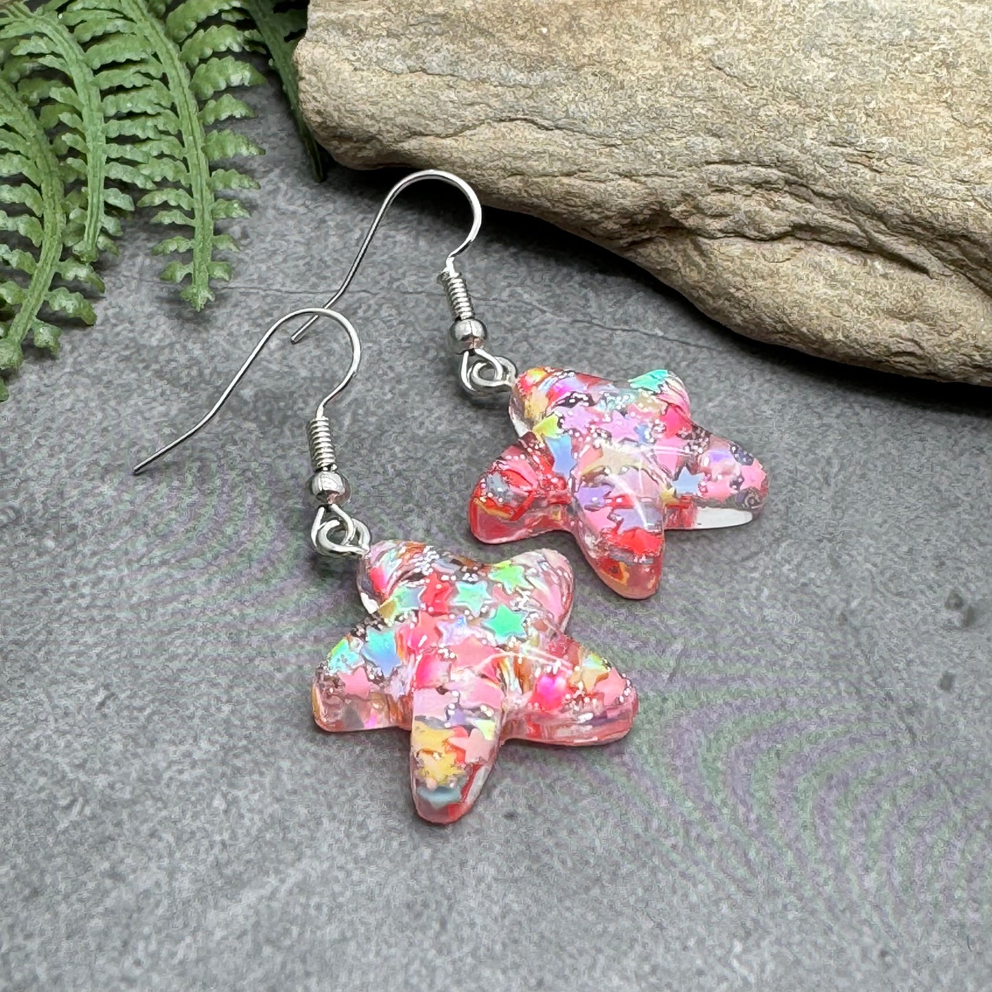 Glitter Star Resin Charm Earrings