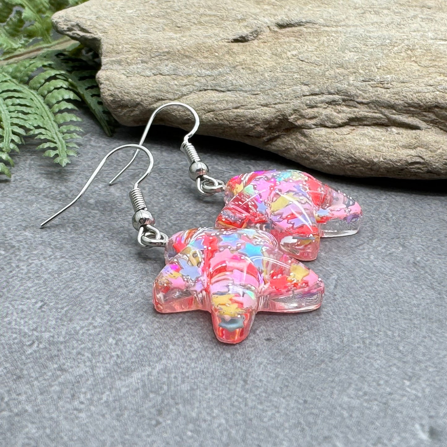 Glitter Star Resin Charm Earrings