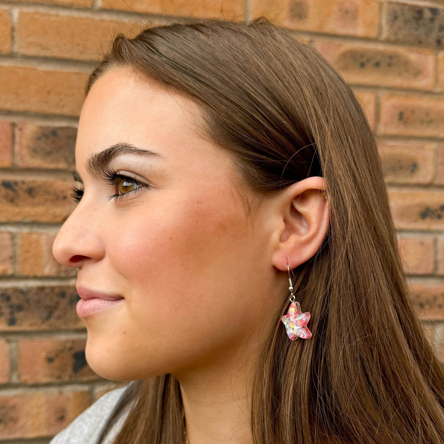 Glitter Star Resin Charm Earrings