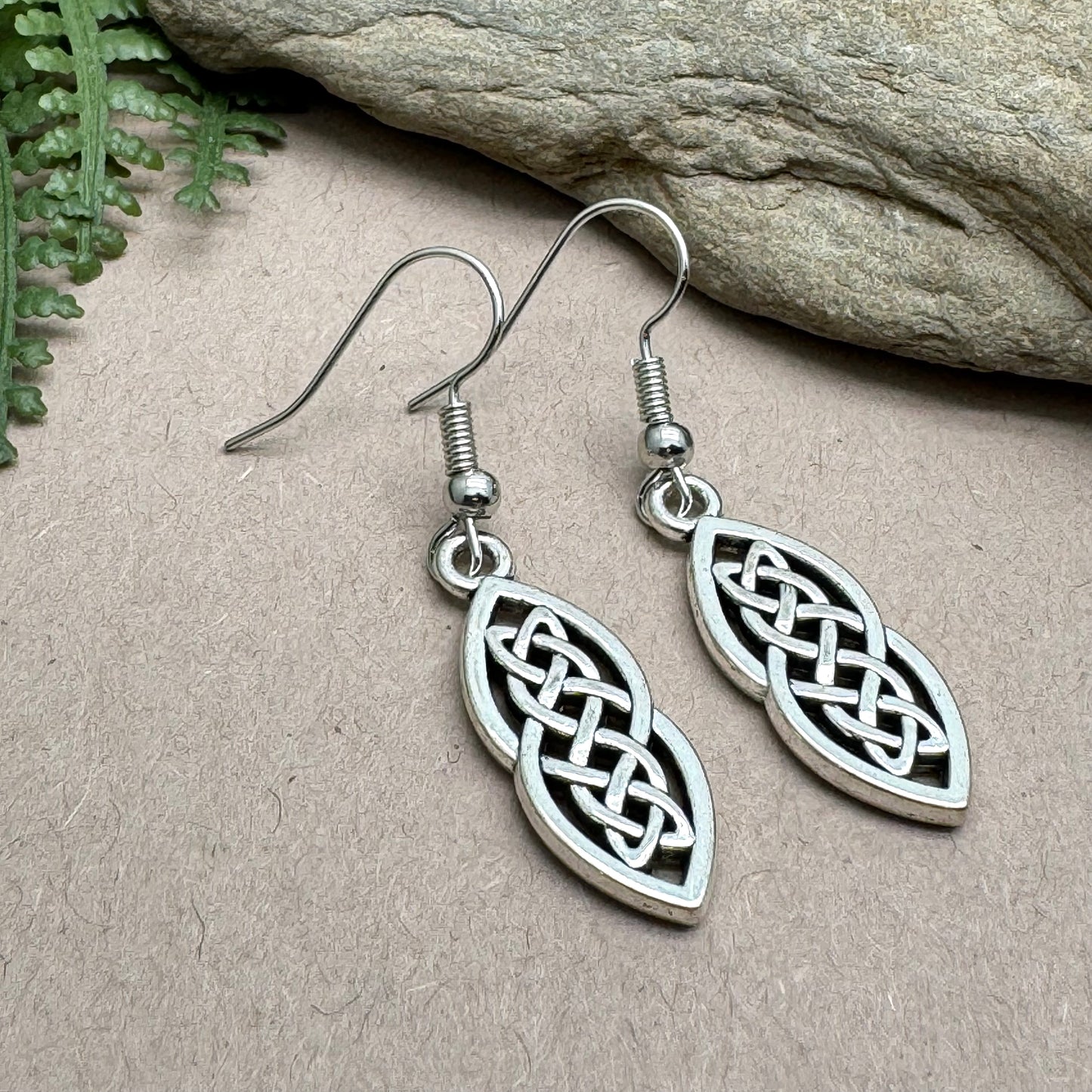 Celtic Knot Earrings, Irish Style Drop Earrings