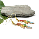 HAPPY Charm Earrings, Rainbow Multi-Colour Enamel Beads