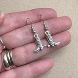 Cowboy Boot Charm Earrings, Tibetan Silver Tone Western Charms