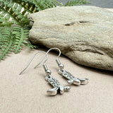 Cowboy Boot Charm Earrings, Tibetan Silver Tone Western Charms