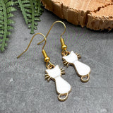 White Cat Charm Earrings, Super Cute Enamel Kitty Charm Beads