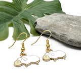 Sheep Charm Earrings, White Enamel Charm Beads