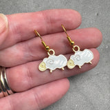 Sheep Charm Earrings, White Enamel Charm Beads