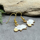 Sheep Charm Earrings, White Enamel Charm Beads