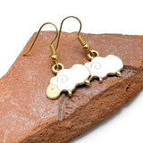 Sheep Charm Earrings, White Enamel Charm Beads