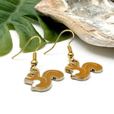 Squirrel Charm Earrings, Super Cute Brown Enamel Charm Beads