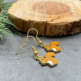 Squirrel Charm Earrings, Super Cute Brown Enamel Charm Beads