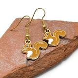 Squirrel Charm Earrings, Super Cute Brown Enamel Charm Beads