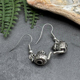 Teapot Charm Earrings, Tibetan Silver 3D Tea Pot Charm Beads