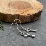 Silver Key Earrings, Cute 3D Silver Plated Skeleton Key Charms