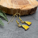 Banana Charm Earrings, Yellow and Green Enamel Charm Beads