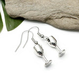 Wine Goblet Charm Earrings, Tibetan Silver 3D Charms