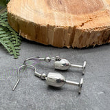 Wine Goblet Charm Earrings, Tibetan Silver 3D Charms