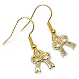 Gold Bow Earrings, Gold Plated Enamel Rosette Charms