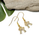 Gold Bow Earrings, Gold Plated Enamel Rosette Charms