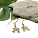 Gold Bow Earrings, Gold Plated Enamel Rosette Charms