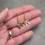 Gold Bow Earrings, Gold Plated Enamel Rosette Charms