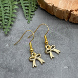 Gold Bow Earrings, Gold Plated Enamel Rosette Charms