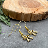 Gold Bow Earrings, Gold Plated Enamel Rosette Charms