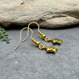 Smiling Star Earrings, Small Gold Tone Star Charms