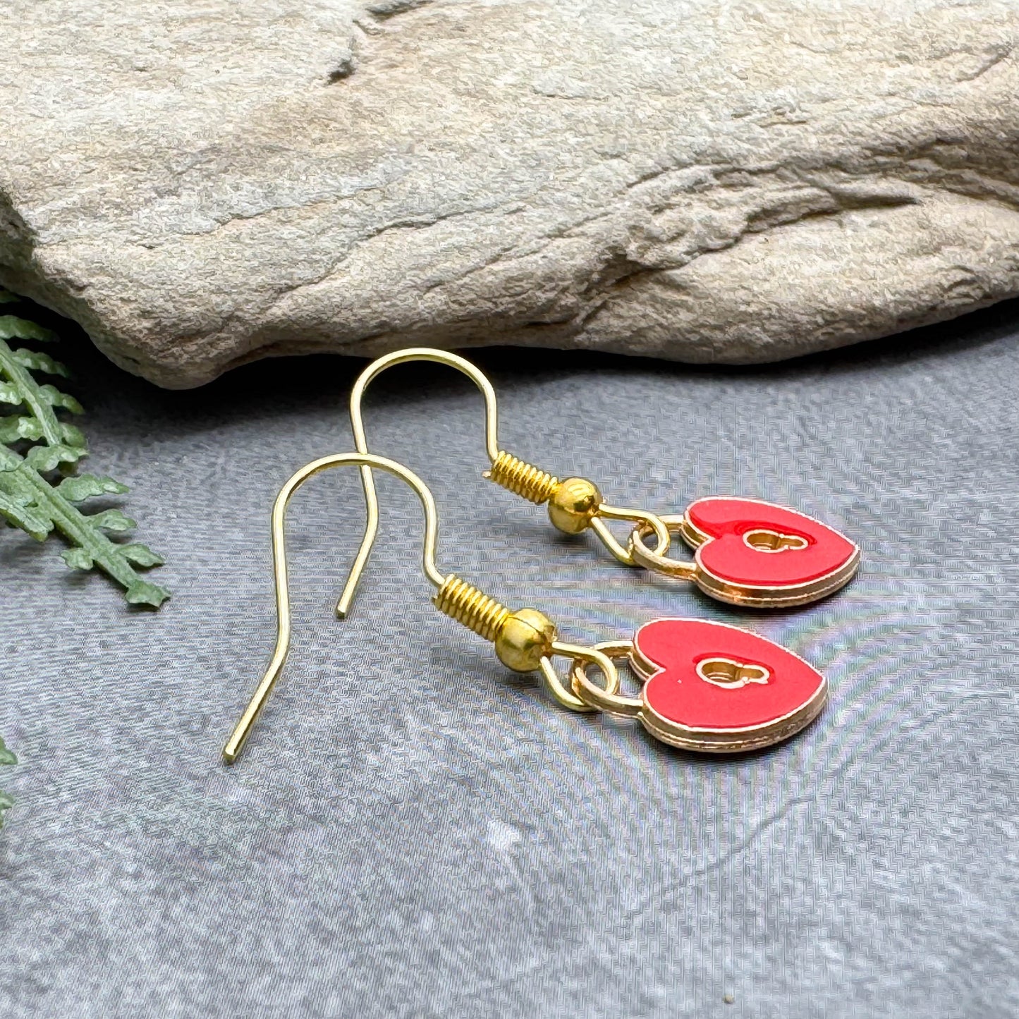 Padlock Charm Earrings, Red Heart Shaped Lock Charms