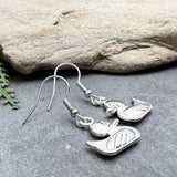 Duck Earrings Silver Plated 3D Bird Charms