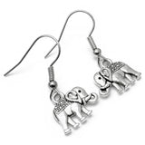 Elephant Charm Earrings, Ornate Tibetan Silver Tone Charms