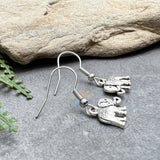 Elephant Charm Earrings, Ornate Tibetan Silver Tone Charms