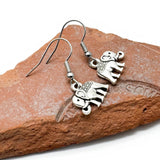 Elephant Charm Earrings, Ornate Tibetan Silver Tone Charms