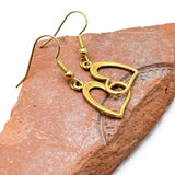 Heart Charm Earrings, Hollow Gold Plated Heart Shaped Charms