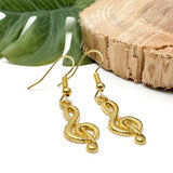 Treble Clef Earrings, Gold Plated Music Charm Beads